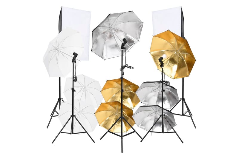 Studiobelysningssats med softboxar och paraplyer 9 delar - Svart - Fotobelysning & studiobelysning