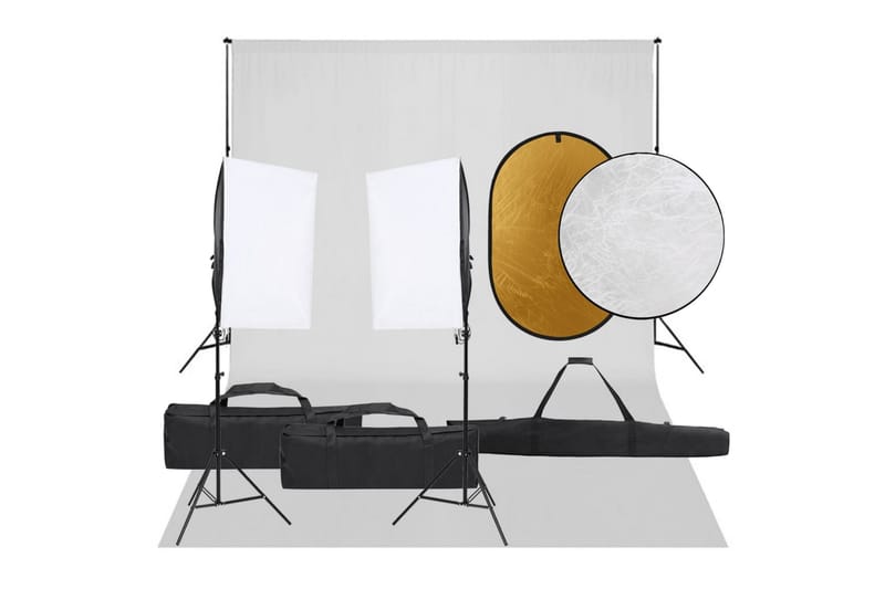 Fotostudio med lampor, bakgrund och reflexskärm - Svart - Fotobelysning & studiobelysning