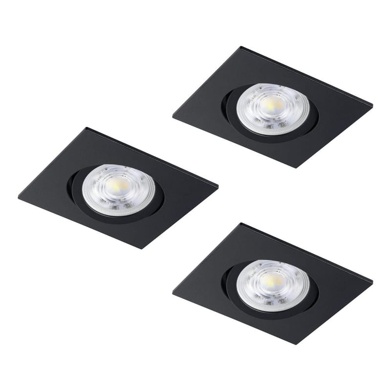 Infälld Lampa Saliceto 88x88 mm 4000K Set om 3 - Svart - Belysning & el - Ljuskällor & glödlampor - Spotlight & downlight