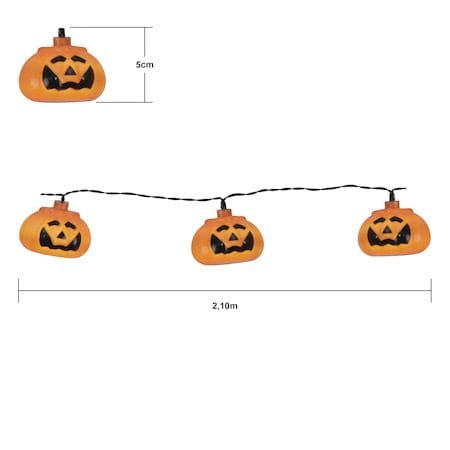 Halloween LED-Ljusslinga med Pumpor 2,1 m 8 Ljus Batteridriven - Orange|Svart - Belysning & el - Ljuskällor & glödlampor - LED-belysning - LED slinga