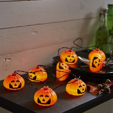 Halloween LED-Ljusslinga med Pumpor 2,1 m 8 Ljus Batteridriven - Orange|Svart - Belysning & el - Ljuskällor & glödlampor - LED-belysning - LED slinga