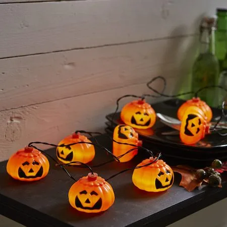 Halloween LED-Ljusslinga med Pumpor 2,1 m 8 Ljus Batteridriven - Orange|Svart - Belysning & el - Ljuskällor & glödlampor - LED-belysning - LED slinga