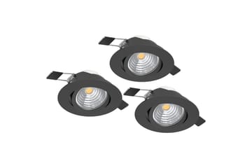 Infälld Lampa Eglo Saliceto 3 st Ø88 mm 2700K Svart - Svart - Belysning & el - Ljuskällor & glödlampor - Spotlight & downlight