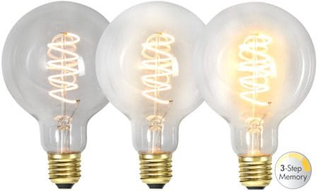LED-lampa E27 G95 DecoSpiral 2100K 270 lm 3-stegsdimring med minne - Transparent - Belysning & el - Ljuskällor & glödlampor - LED-belysning