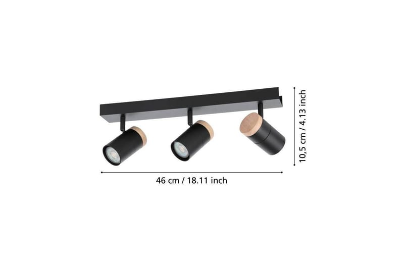 LED-spotlight Eglo Cartagena Svart/Trä 3 Lampor - 3 Lampor - Belysning & el - Ljuskällor & glödlampor - Spotlight & downlight