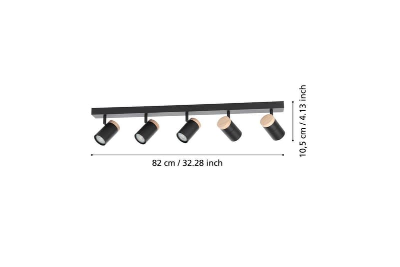 LED-spotlight Eglo Cartagena Svart/Trä 5 Lampor - 5 Lampor - Belysning & el - Ljuskällor & glödlampor - Spotlight & downlight
