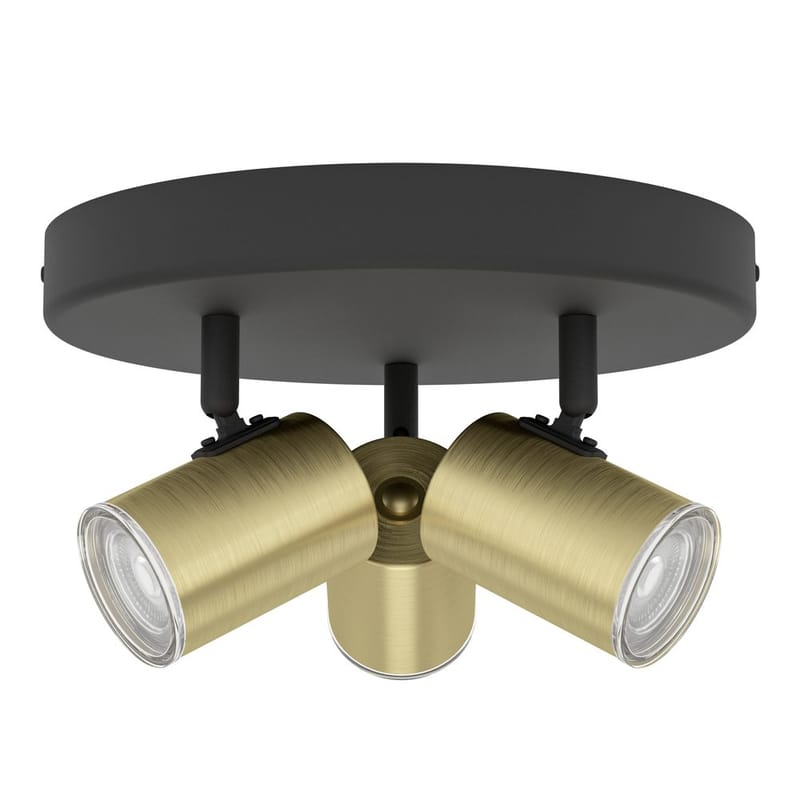 Spotlight Consuma Rund med 3 Lampor, Svart/Mässing