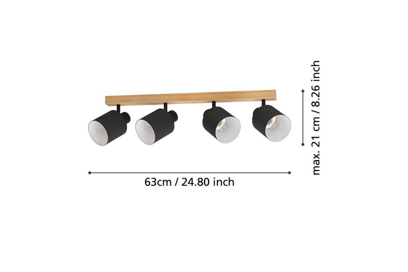 Spotlight Eglo Batallas med 4 Lampor - Svart/Vit/Brun - Belysning & el - Ljuskällor & glödlampor - Spotlight & downlight