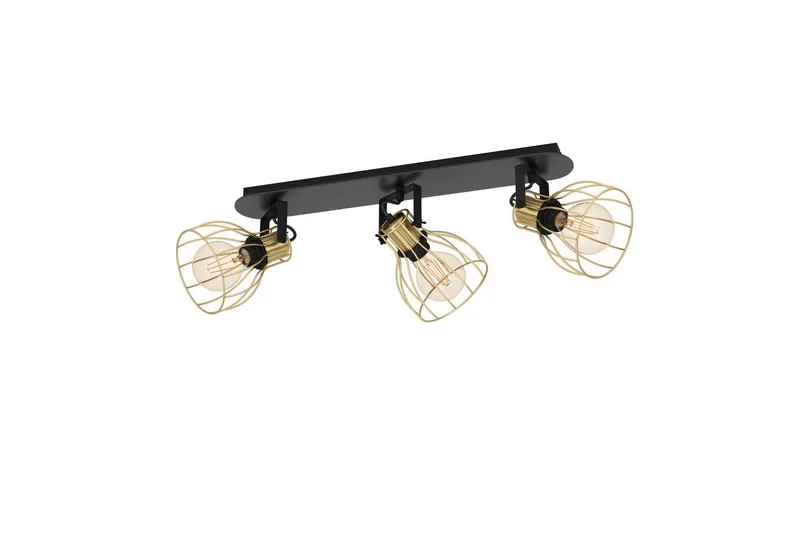 Spotlight Eglo Sambatello med 3 Lampor, Svart/Mässing
