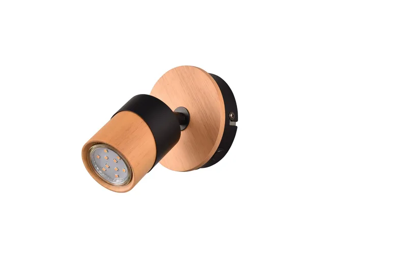 Aruni Spotlight 1L GU10 trä/ mattsvart, Matt svart