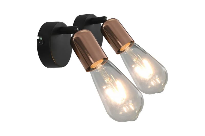 Spotlights 2 st svart och koppar E27 - be Basic - Spotlight & downlight - Väggspotlight