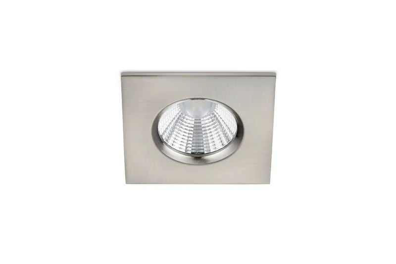 Zagros LED infälld Spotlight IP65 borstad stål fyrkant, Borstad stål/Vit