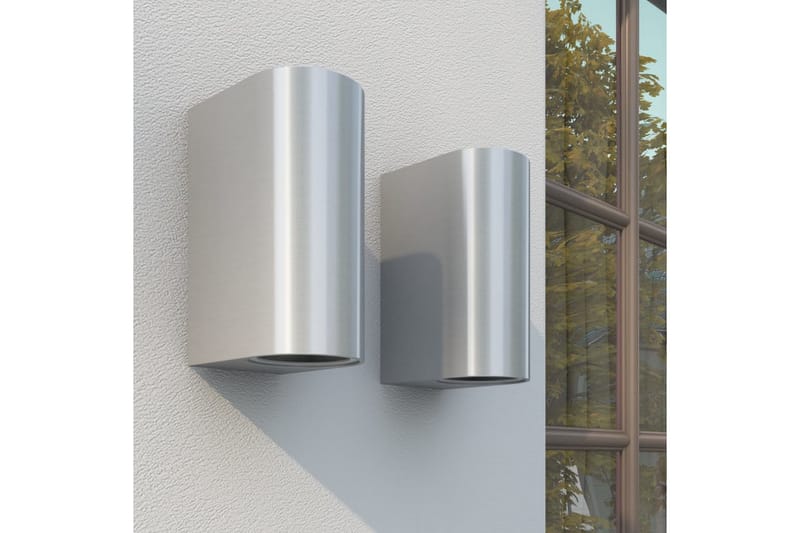 Up- and downlight-vägglampor 2 st - Silver - Fasadbelysning & vägglykta - Entrébelysning - Utomhusbelysning