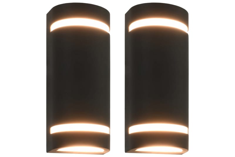 Utomhusvägglampa 2 st 35 W svart halvrund - Svart - Belysning & el - Utomhusbelysning - Fasadbelysning & vägglykta