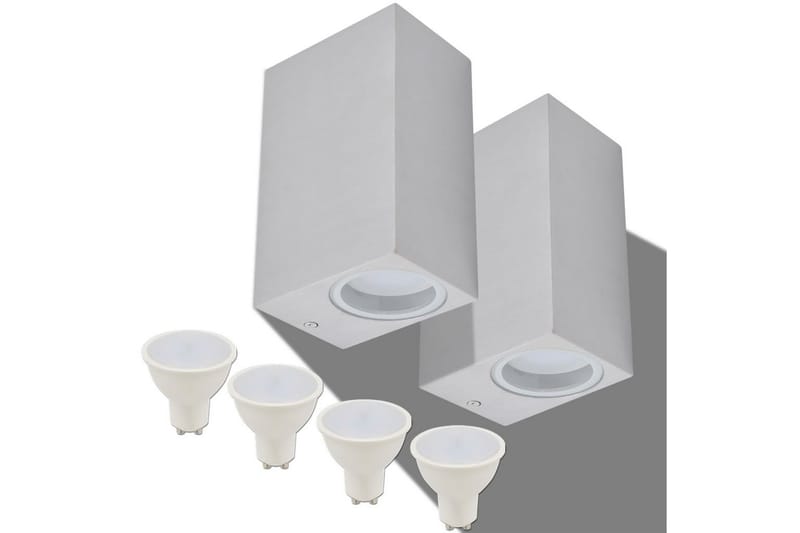 Utomhusvägglampa LED 2 st fyrkantiga uppåt/nedåt - Silver - Belysning & el - Utomhusbelysning - Fasadbelysning & vägglykta
