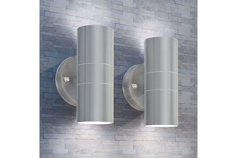 Utomhusvägglampa LED 2 st rostfritt stål uppåt/nedåt - be Basic - Belysning & el - Utomhusbelysning - Fasadbelysning & vägglykta