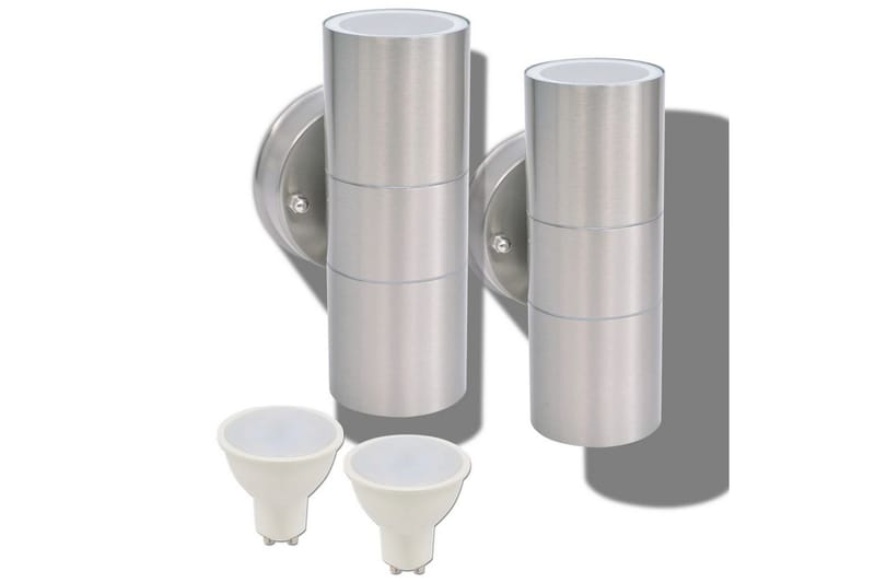 Utomhusvägglampa LED 2 st rostfritt stål uppåt/nedåt - be Basic - Belysning & el - Utomhusbelysning - Fasadbelysning & vägglykta