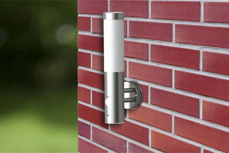 Utomhusvägglampa med sensor rostfritt stål - Silver - Utomhusbelysning - Fasadbelysning & vägglykta - Entrébelysning