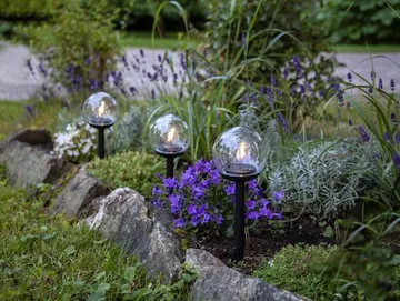 Globe 3 pack Solcellspollare 25 cm - svart och klar - Belysning & el - Utomhusbelysning