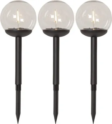 Globe 3 pack Solcellspollare 25 cm - svart och klar - Belysning & el - Utomhusbelysning