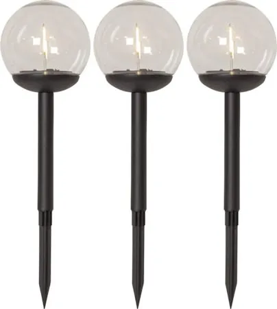 Globe 3 pack Solcellspollare 25 cm - svart och klar - Belysning & el - Utomhusbelysning