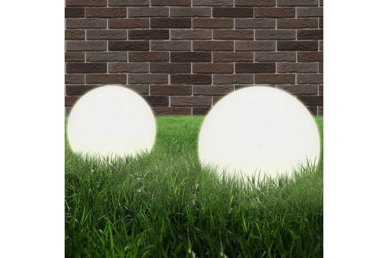 Globlampa LED set 2 st sfäriska 20 cm PMMA - Vit - Belysning & el - Utomhusbelysning - LED-belysning utomhus
