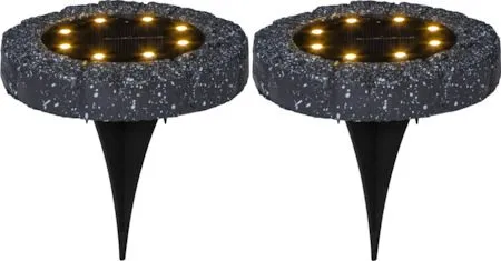 Lawnlight 2 pack SolcellsSpotlight 11 cm, grå med vita prickar