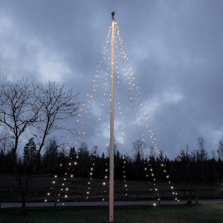 LED-flaggstångsbelysning Jul Crispy Ice White 7 m 360 ljus - Svart / Isvit - Belysning & el - Utomhusbelysning - Flaggstångsbelysning