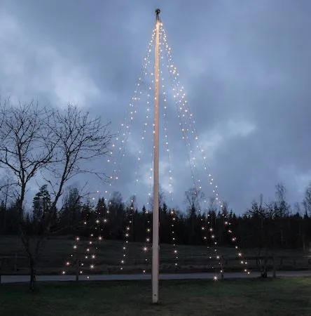LED-flaggstångsbelysning Jul Crispy Ice White 7 m 360 ljus - Svart / Isvit - Belysning & el - Utomhusbelysning - Flaggstångsbelysning