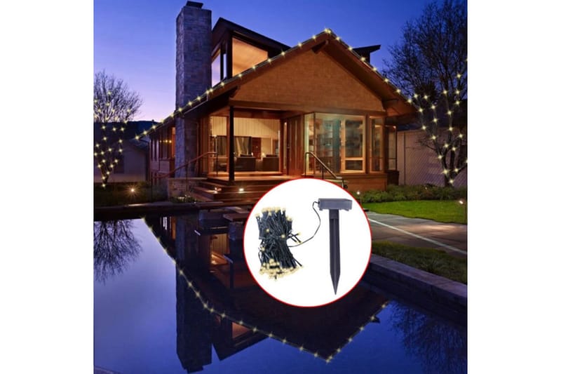 Soldriven ljusslinga LED varmvit - Svart - Altanbelysning - Utomhusbelysning - Balkongbelysning - Ljusslinga utomhus