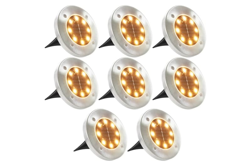 Marklampor soldrivna 8 st LED varmvit - Vit - Utomhusbelysning - Markbelysning - LED-belysning utomhus - Entrébelysning