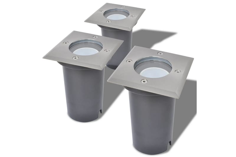 Marklampa med LED 3 st fyrkantiga - Silver - Belysning & el - Utomhusbelysning - LED-belysning utomhus