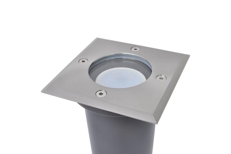 Marklampa med LED 3 st fyrkantiga - Silver - LED-belysning utomhus - Utomhusbelysning - Pollare