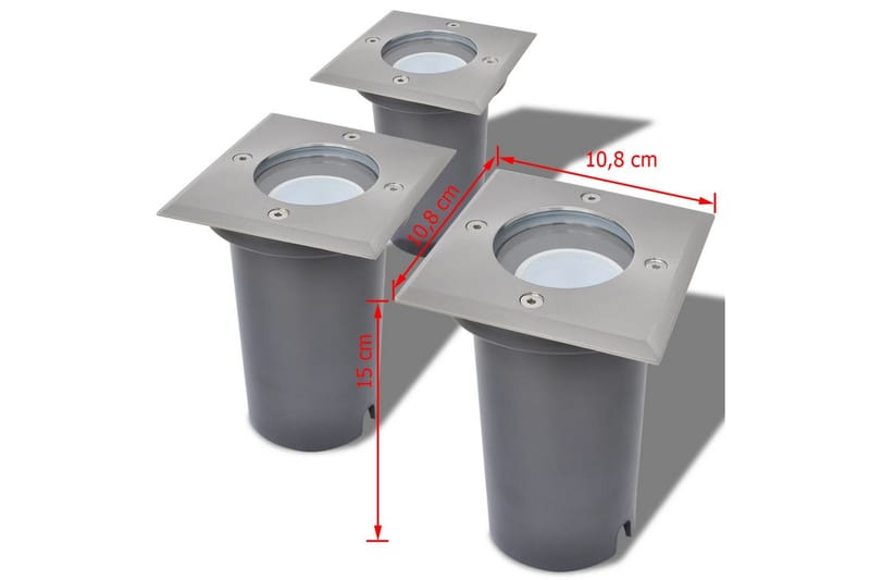 Marklampa med LED 3 st fyrkantiga - Silver - Belysning & el - Utomhusbelysning - LED-belysning utomhus