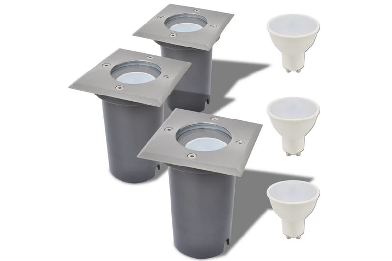 Marklampa med LED 3 st fyrkantiga - Silver - Belysning & el - Utomhusbelysning - LED-belysning utomhus