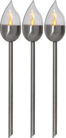 Olympus 3 pack Solcellspollare 40 cm - silver - Belysning & el - Utomhusbelysning