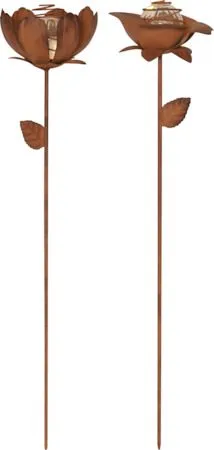 Oxida Flower 2 pack Solcellsdekoration 13 cm, rost