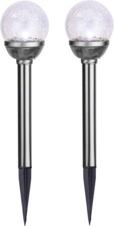 Roma 2 pack Solcellspollare 26,5 cm - silver/klar - Belysning & el - Utomhusbelysning