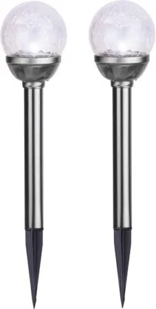 Roma 2 pack Solcellspollare 26,5 cm - silver/klar - Belysning & el - Utomhusbelysning