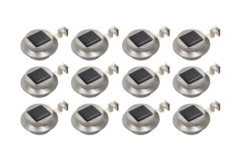 Solcellslampor 12 st LED runda 12 cm vit - Silver - Belysning & el - Utomhusbelysning - Solcellslampa & solcellsbelysning