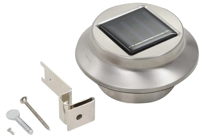 Sollampa LED set 6 st rund 12 cm vit - Silver - Solcellslampa & solcellsbelysning - Utomhusbelysning