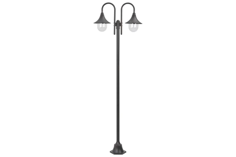 Lyktstolpe för trädgård E27 220 cm aluminium 2 lyktor brons - be Basic - Belysning & el - Utomhusbelysning - Stolplykta