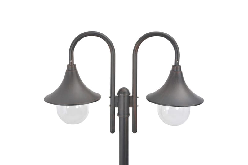 Lyktstolpe för trädgård E27 220 cm aluminium 2 lyktor brons - be Basic - Belysning & el - Utomhusbelysning - Stolplykta