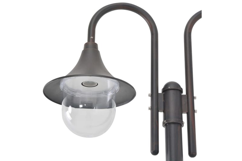Lyktstolpe för trädgård E27 220 cm aluminium 2 lyktor brons - be Basic - Belysning & el - Utomhusbelysning - Stolplykta