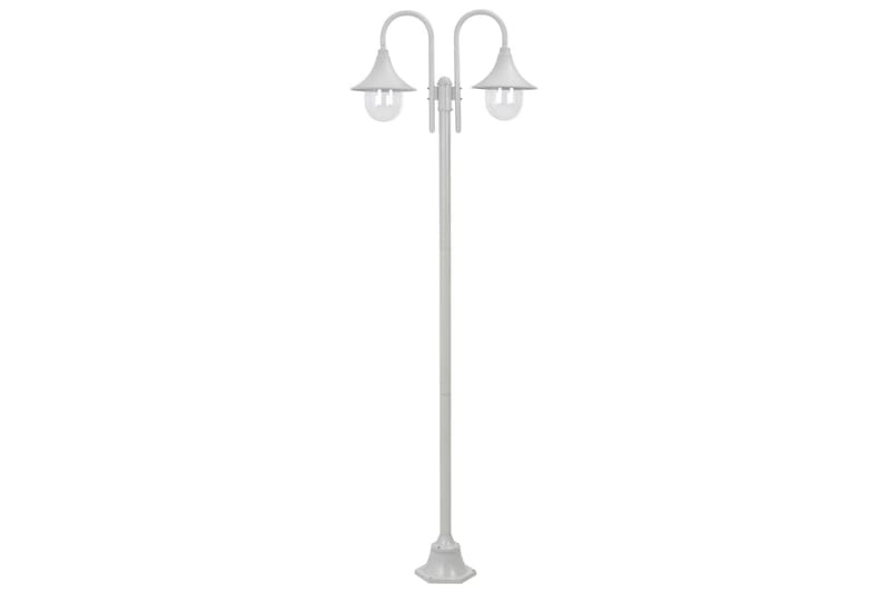 Lyktstolpe för trädgård E27 220 cm aluminium 2 lyktor vit - be Basic - Stolplykta