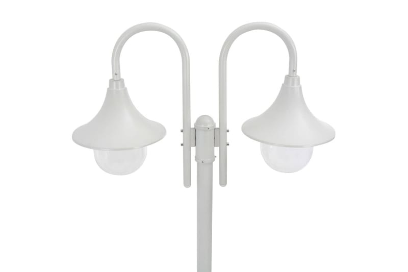 Lyktstolpe för trädgård E27 220 cm aluminium 2 lyktor vit - be Basic - Belysning & el - Utomhusbelysning - Stolplykta