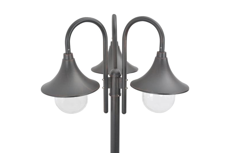 Lyktstolpe för trädgård E27 220 cm aluminium 3 lyktor brons - be Basic - Belysning & el - Utomhusbelysning - Stolplykta