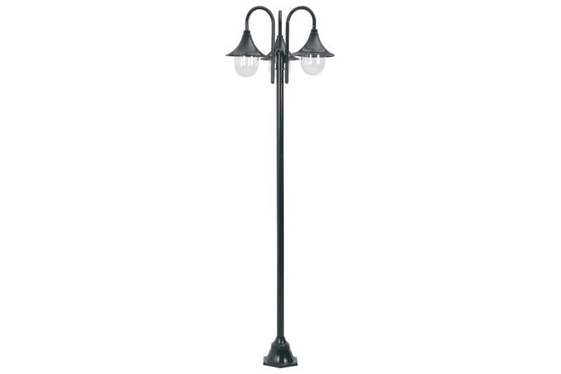 Lyktstolpe för trädgård E27 220 cm aluminium 3 lyktor mörkgr - Grön - Belysning & el - Utomhusbelysning - Stolplykta