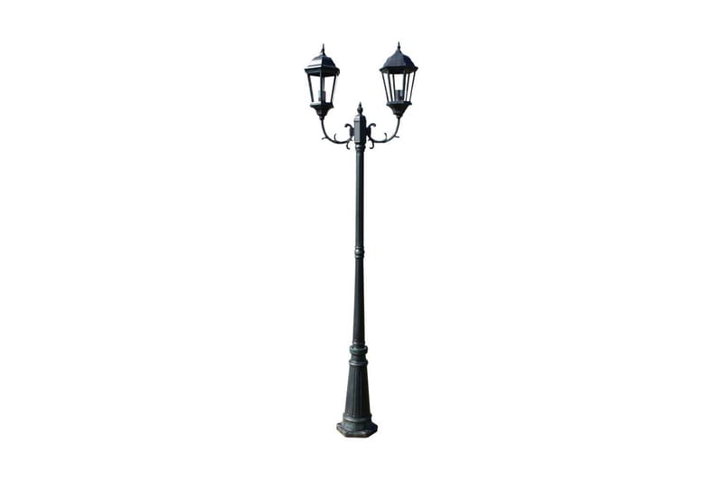 Trädgårdslampa 2 armar 230 cm mörkgrön/svart aluminium - Grön - Stolplykta