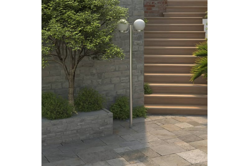 Trädgårdslampa 2 lampor 220 cm - Vit - Belysning & el - Utomhusbelysning - Stolplykta